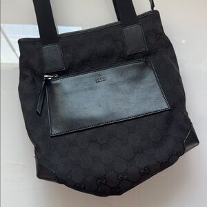 Vintage Gucci GG Canvas & Leather Shoulder Bag — Early 2000s